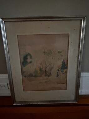 Vintage 1962 Framed Landscape Watercolor Painting by Frances W. Roosevelt